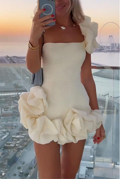 One-Shoulder Ruffle Mini Dress