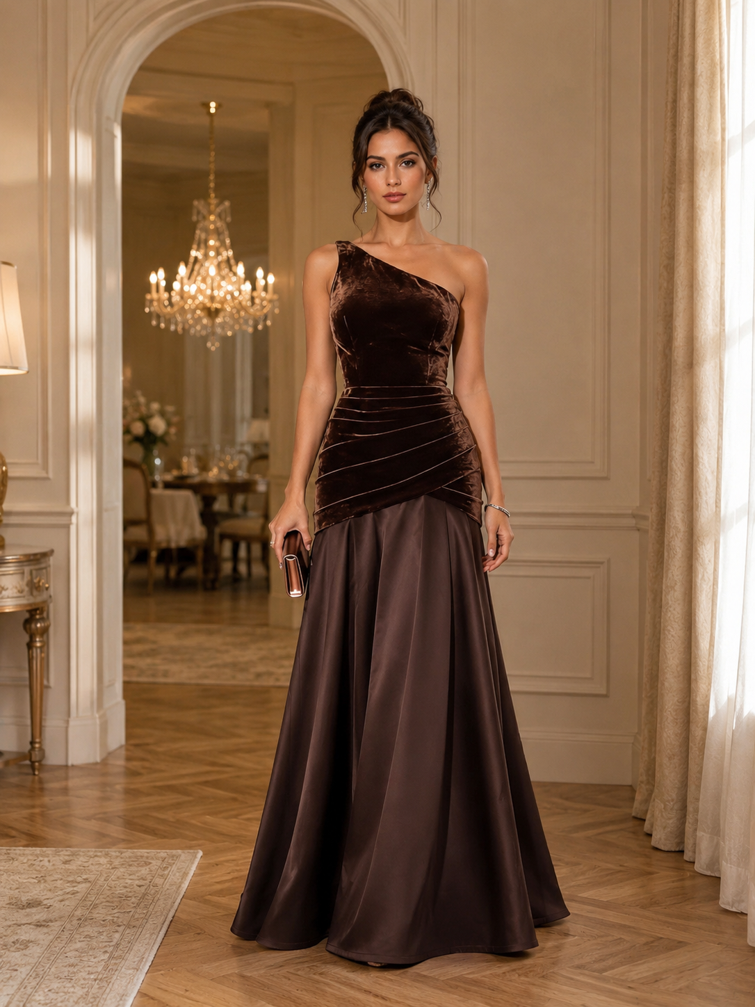 Veloura One-Shoulder Gown