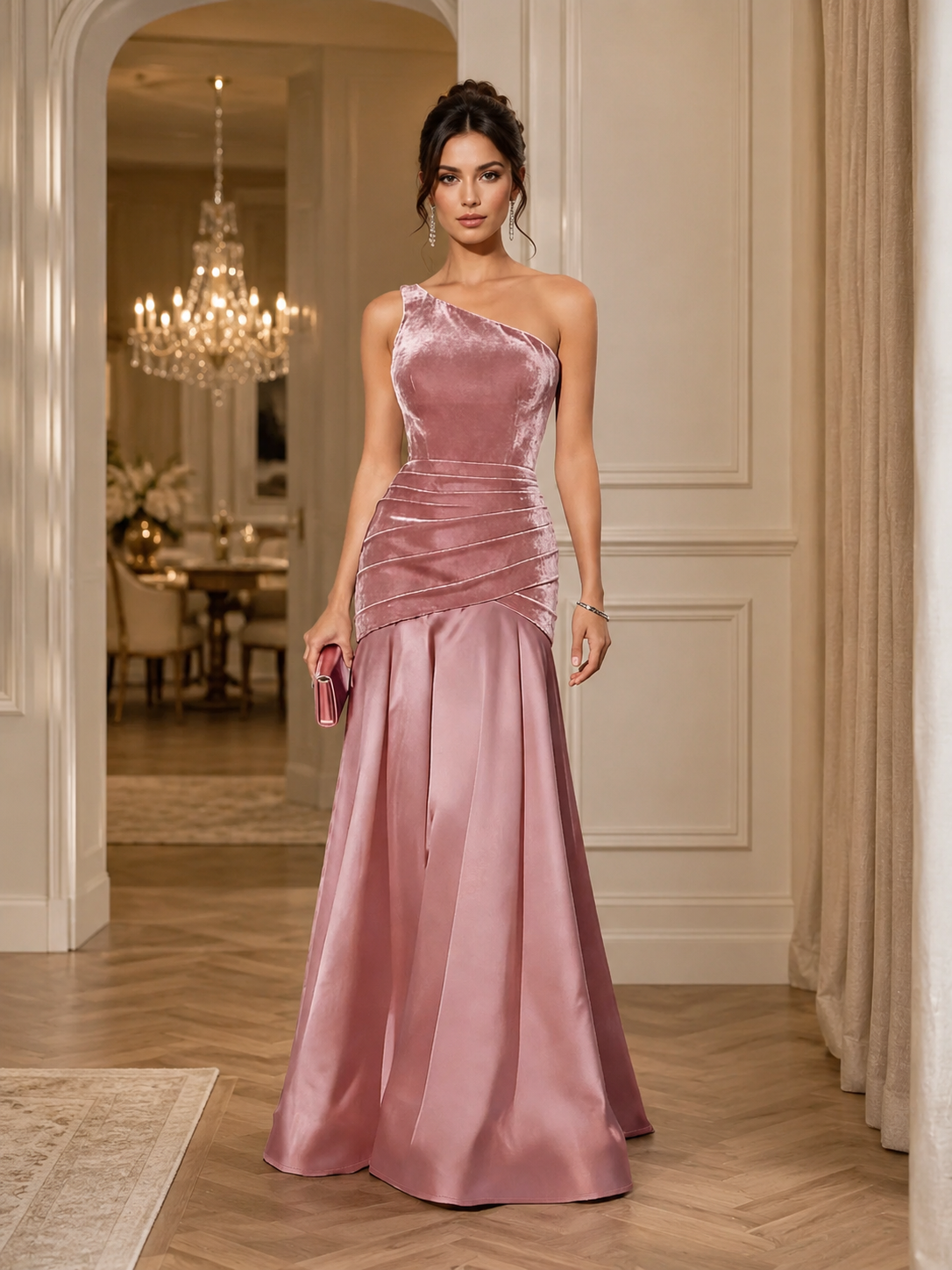 Veloura One-Shoulder Gown